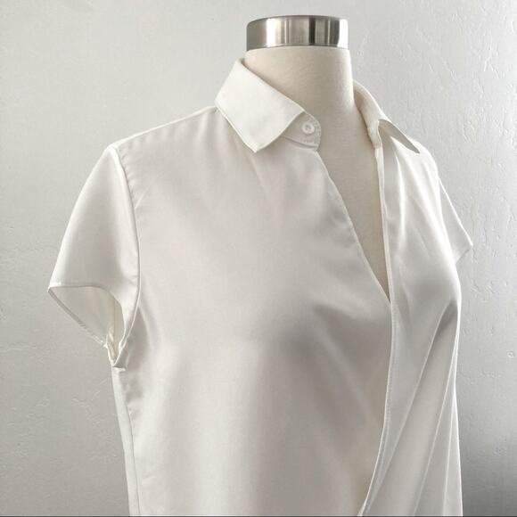 Joie Keturah Blouse Women's Small White Faux Wrap Minimalist Modest Office NWT - Picture 7 of 14